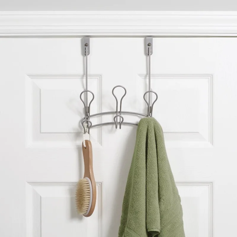 

Mainstays SnugFit 3-Hook Metal over-the-Door Robe and Towel Holder Rack, Satin Nickel