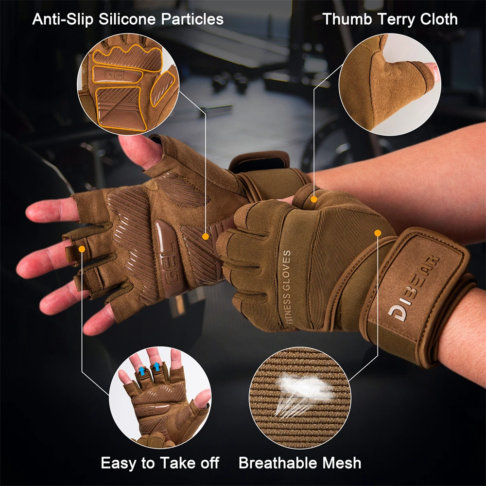1 Pair Gym Gloves Fitness Weightlifting Gloves Body Building Training Sports Exercise Dumbbell Sport Workout Glove for Men Women 4