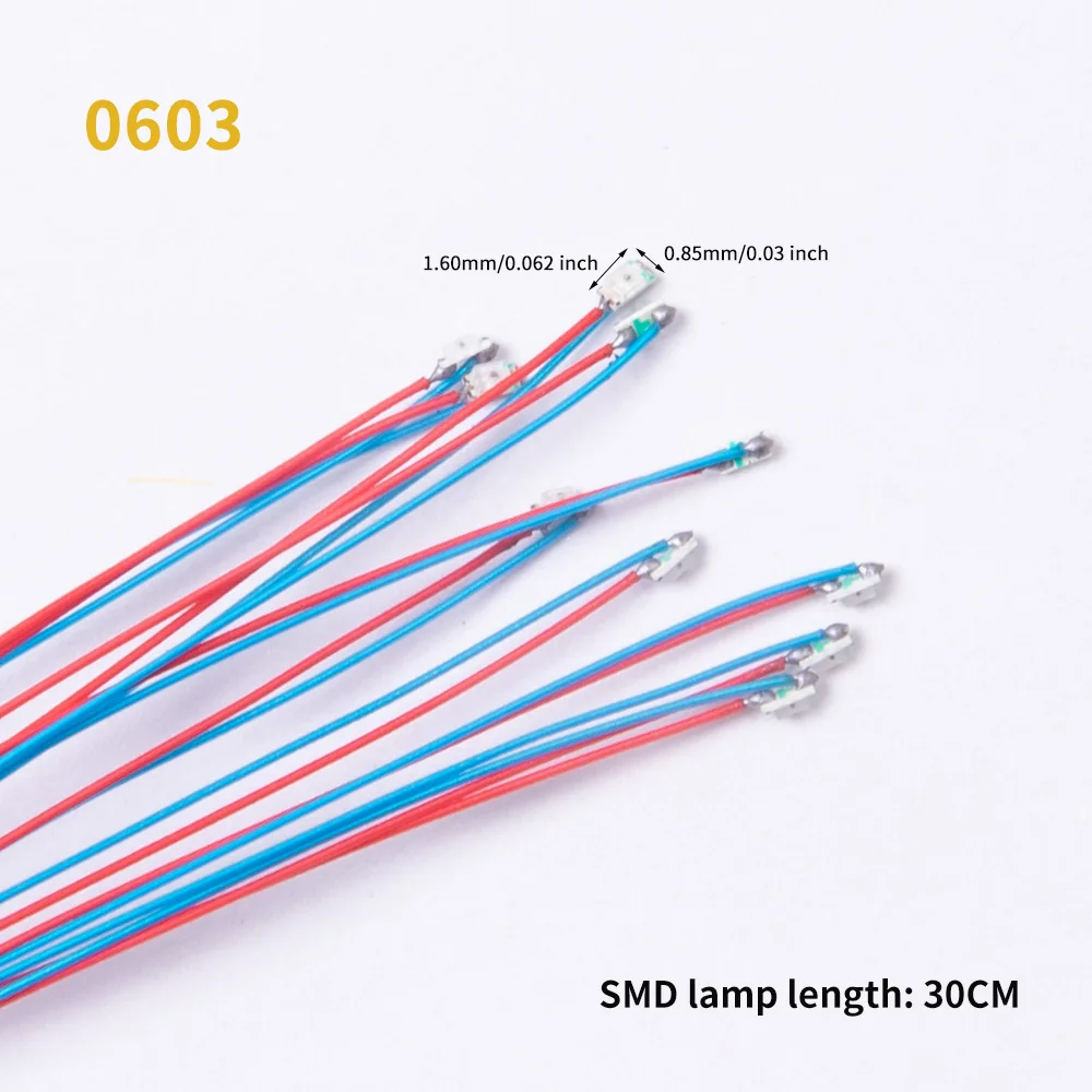 20Pcs SMD Lamp Wired Led 0402 0603 Pre-Soldered Micro Litz Leads Wires ...