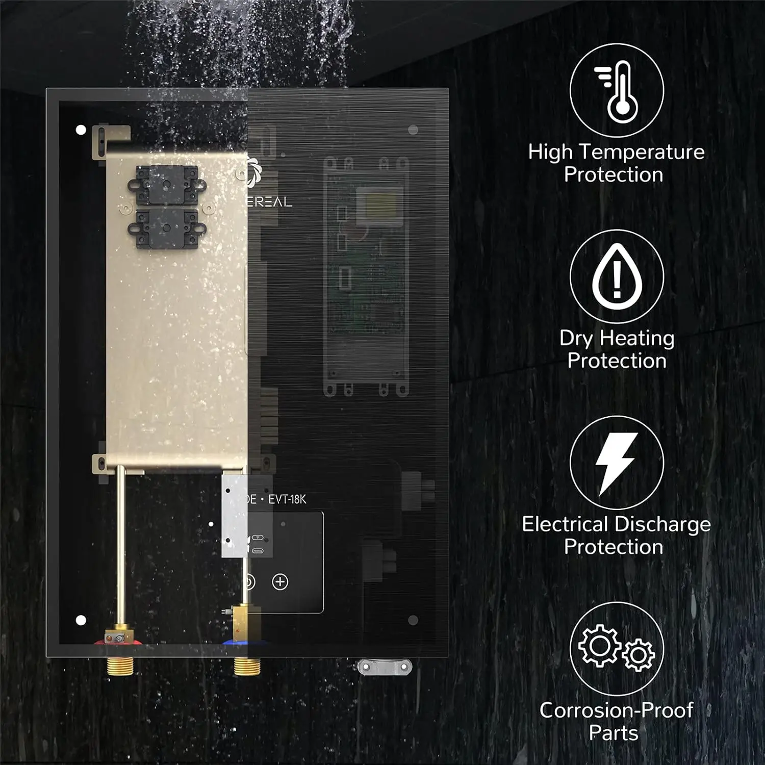 Electric Tankless Water Heater 18kW 240Volts-Endless On-Demand Hot Water-Self Modulates to Save Energy Use