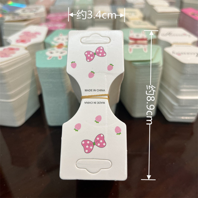 Kraft Paper Packing Tag Cards for Handmade Hair Jewelry Display Cute Bear Cat Face Stamp Paper Hairband Hanging Price Tag