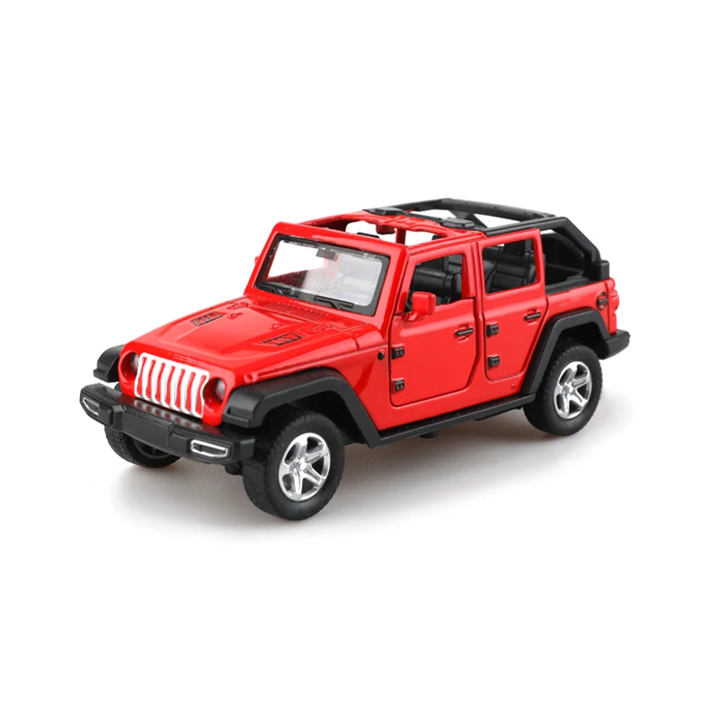 (Insaccato)1:36 Lega JEEPS Wrangler Modello di Auto Simulazione Fuoristrada Tirare Indietro Auto Ornamenti Collezione di Giocattoli Per I Bambini Del Ragazzo