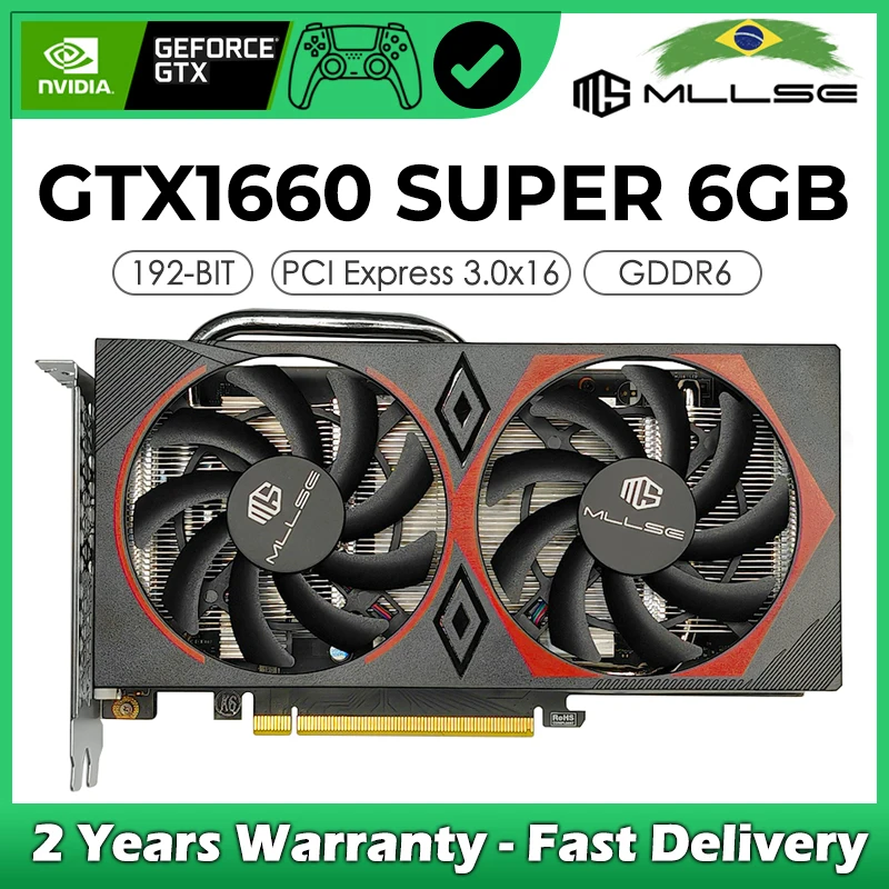 Scheda Grafica Da Gioco Mllse Geforce Gtx 1660 Super 6Gb Gddr6 192 Bit Pci-E 3.0 × 16 Scheda Video Da Gioco Ultra Muslimatica Placa De Video