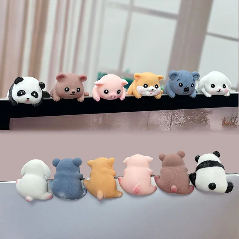 

6Pcs/Set Car Center Console Resin Animals Ornaments Creative Lying Panda Pig Bear Dog Rabbit Koala Navigator Screen Decoration