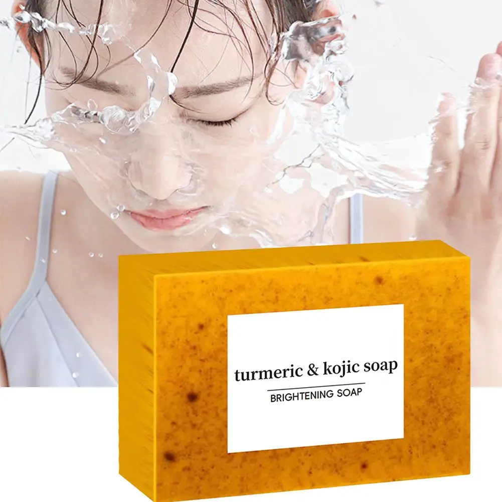 100g Turmeric Hand Made Soap, Lemon Kojic Acid Soap, Shower and Facial Soap  Deep Cleaning For Face Body Skin Care 3