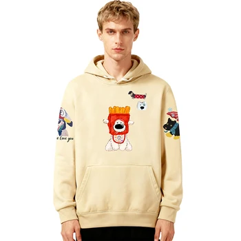 Sudadera con Capucha Hombre con Broche 3D de Animales: Oso, Perro, Conejo, Elefante. Jersey Poliéster Holgado Otoño.