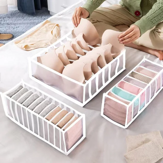 Fehér Szervező Tároló Doboz Ruházat Farmer Tárolódobozok Rekeszekkel Bugyi Zokni Fehérneműk Melltartó Mosható