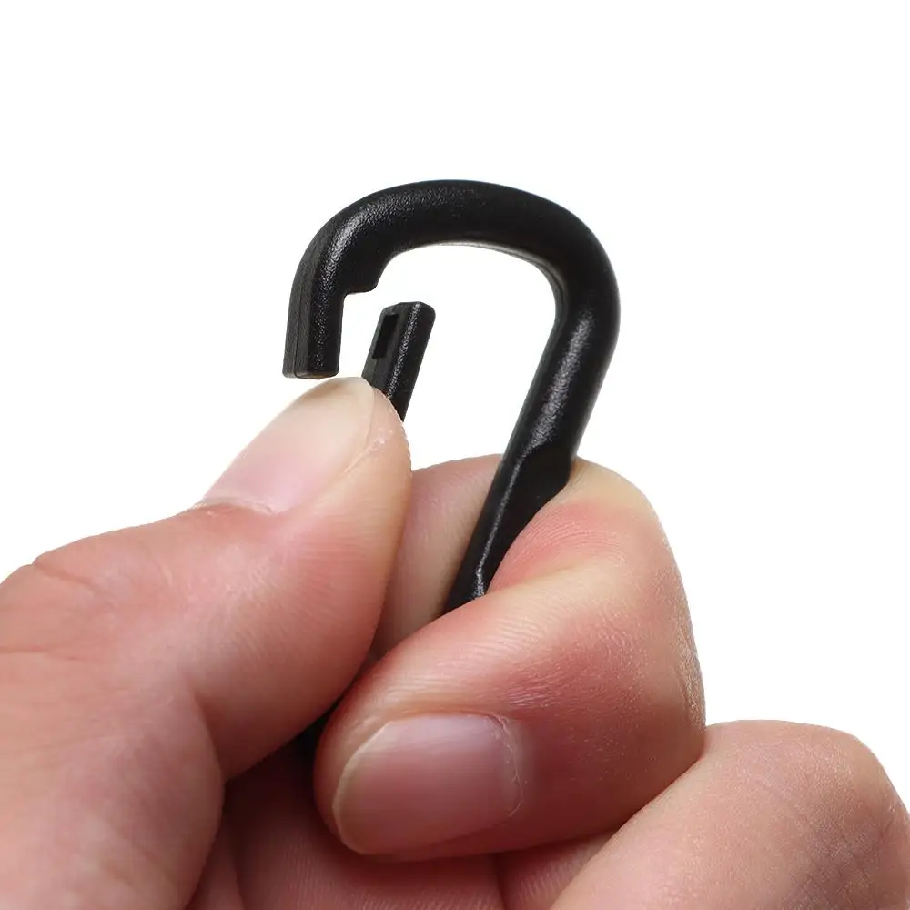 10 stücke Schwarz Kunststoff Nylon D Karabiner Outdoor Frühling Snap Clip Wasser Flasche Haken Schlüsselbund Klettern Camping Wandern Quickdraws – Detail 6