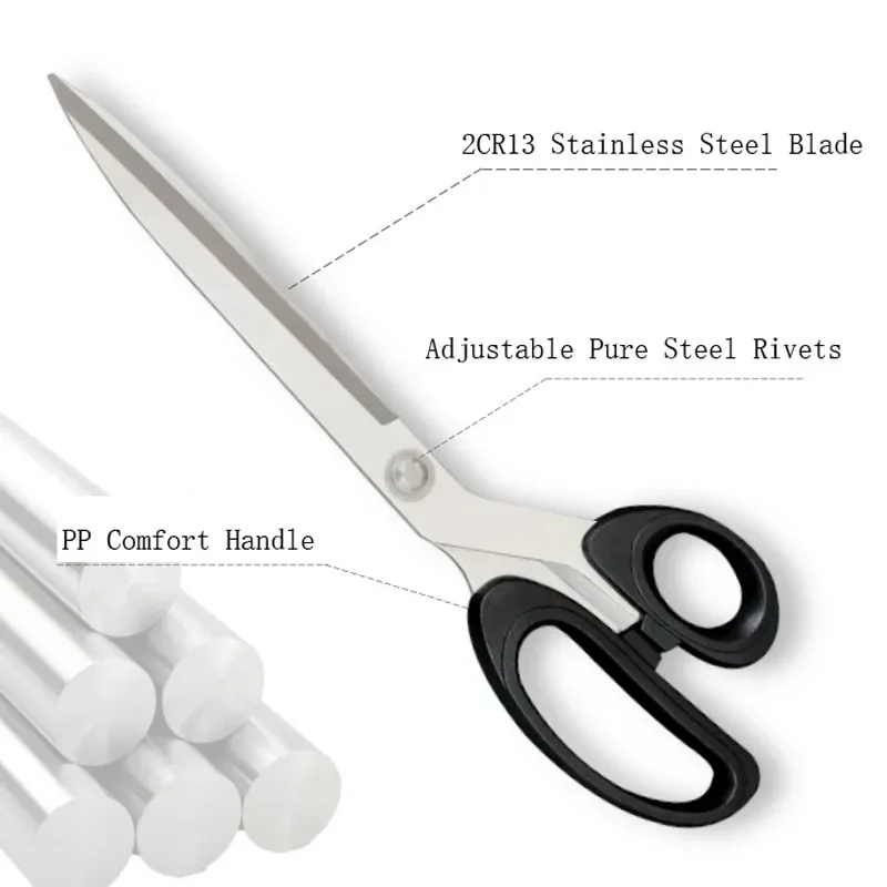 가정용 DIY 재단사 공예 자수 원단 커터, 재단사 가위, 재봉용 수공구, 긴 스테인레스 스틸 블레이드, 10 인치