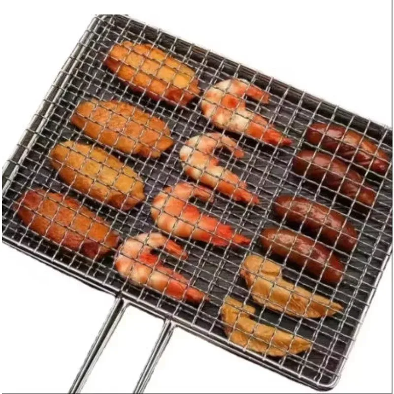 Portable BBQ Grilling Basket Stainless Steel Nonstick Barbecue Grill Basket Tools Grill Mesh for Fish Hamburger bbq tools