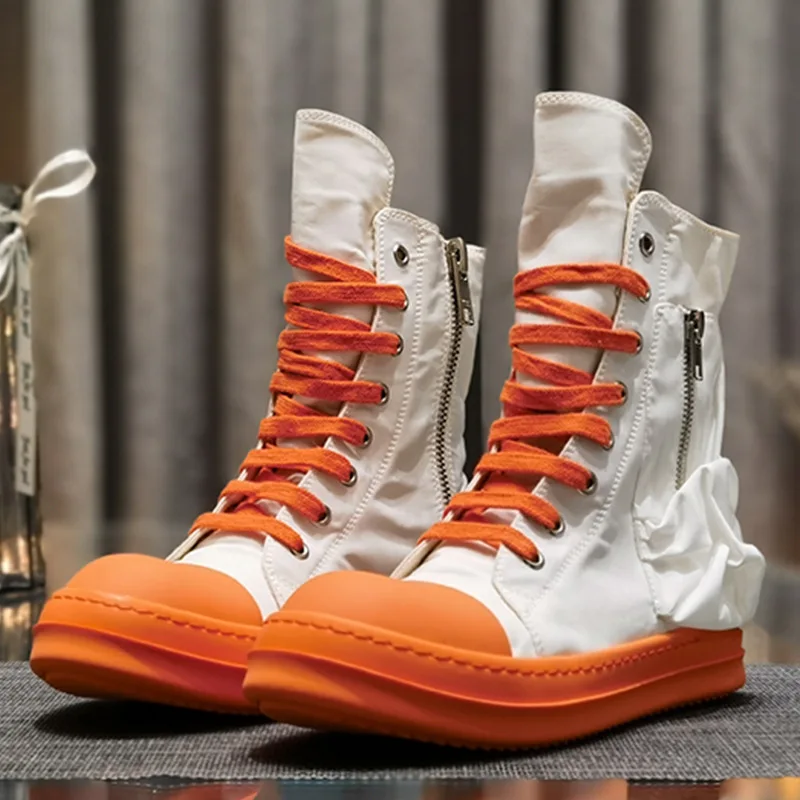 

Rick Men's Casual Sneakers RO Owens Round Head Woman's High Top Shoes Short Boots for Man