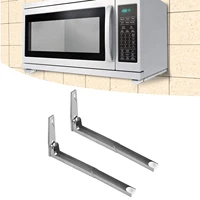 2Pcs Foldable Microwave Oven Shelf Rack Stainless Steel Support Frame Stretch Adjustable Wall Mount Bracket Holder Kitchen Tool 2