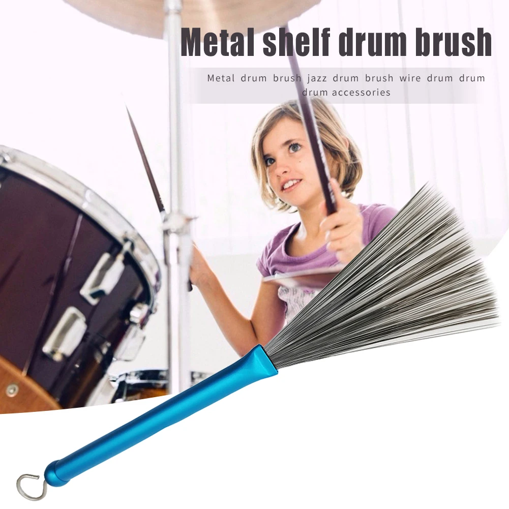 Professional Jazz Drum Brushes Drum Sticks Telescopic Metal Handle Brush Flexible Percussion
