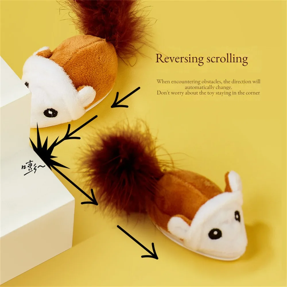 

Smart Running Mouse Cat Toy Interactive Random Moving Electric Cat Teaser Toys Simulation Mice Kitten Self-Playing Plush Toys