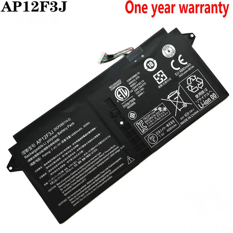 

Аккумулятор для ноутбука Acer Aspire 13, 7,4 В, 35 Вт/ч, AP12F3J