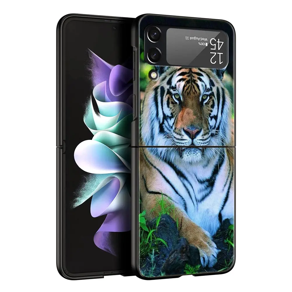 Exotic Tiger & Lion Leopard Pattern Folding Phone Case - Hard Protective Bumper Cover