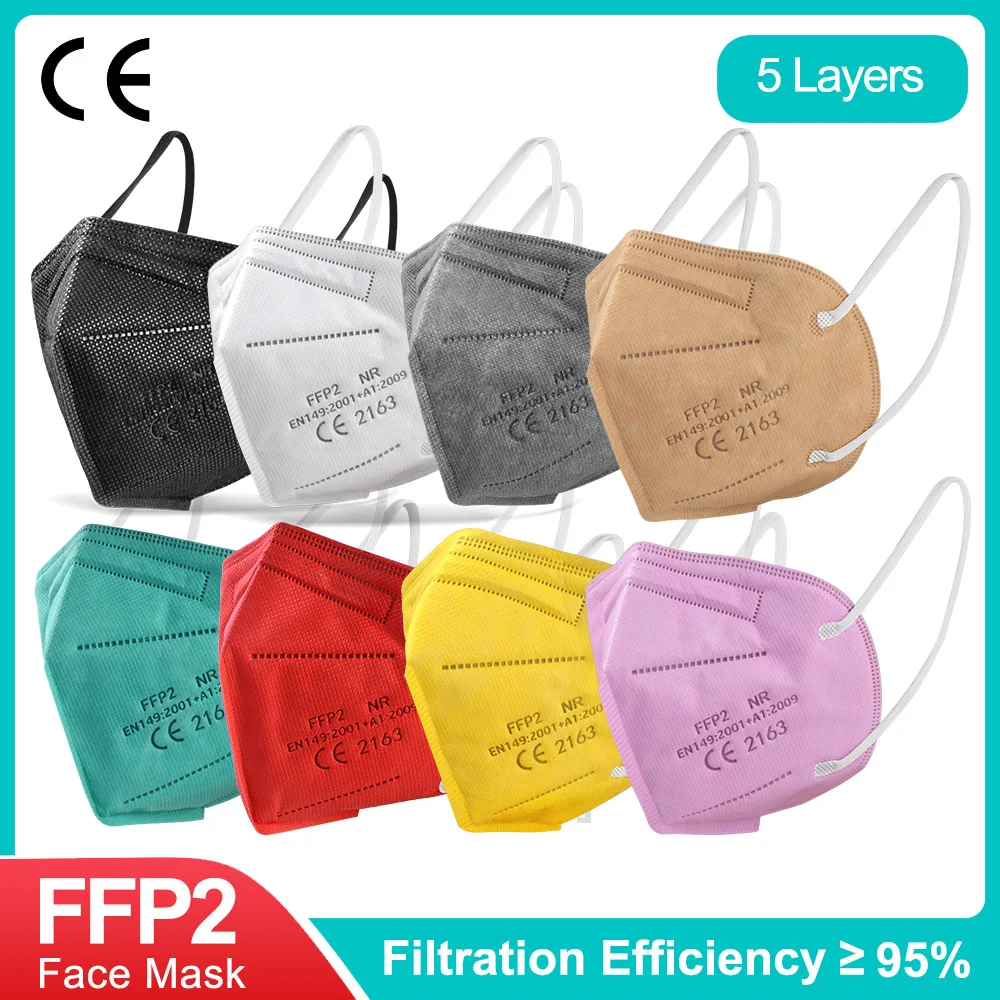 

FFP2 Masks 5 Layers FFP2Mask KN95 Protective Face Mask FPP2 Mascarillas Dust Masque Filter Maske Respirator Black Mouth Masken