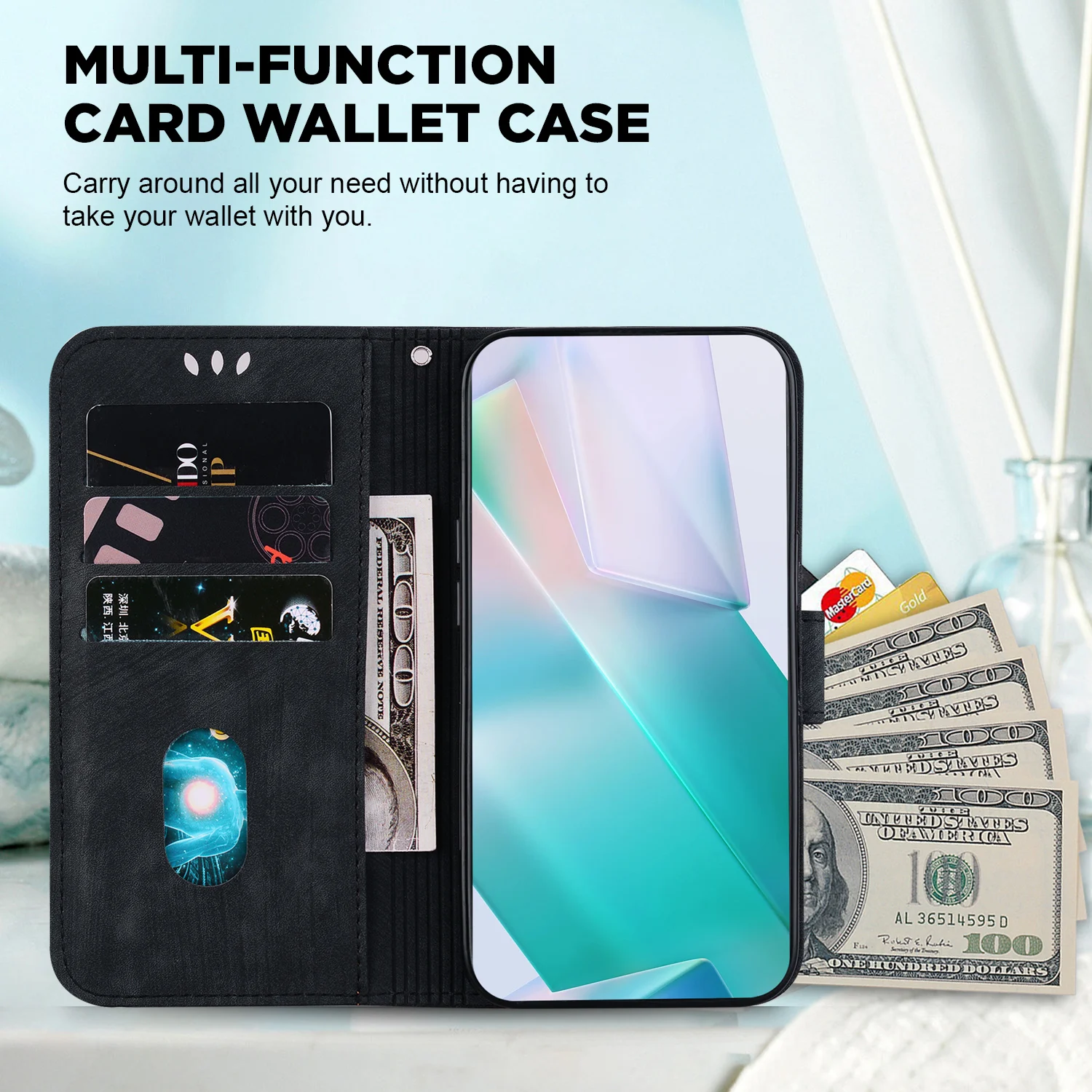 Luxurious Leather Phone Case with Card Slot Wallet功能