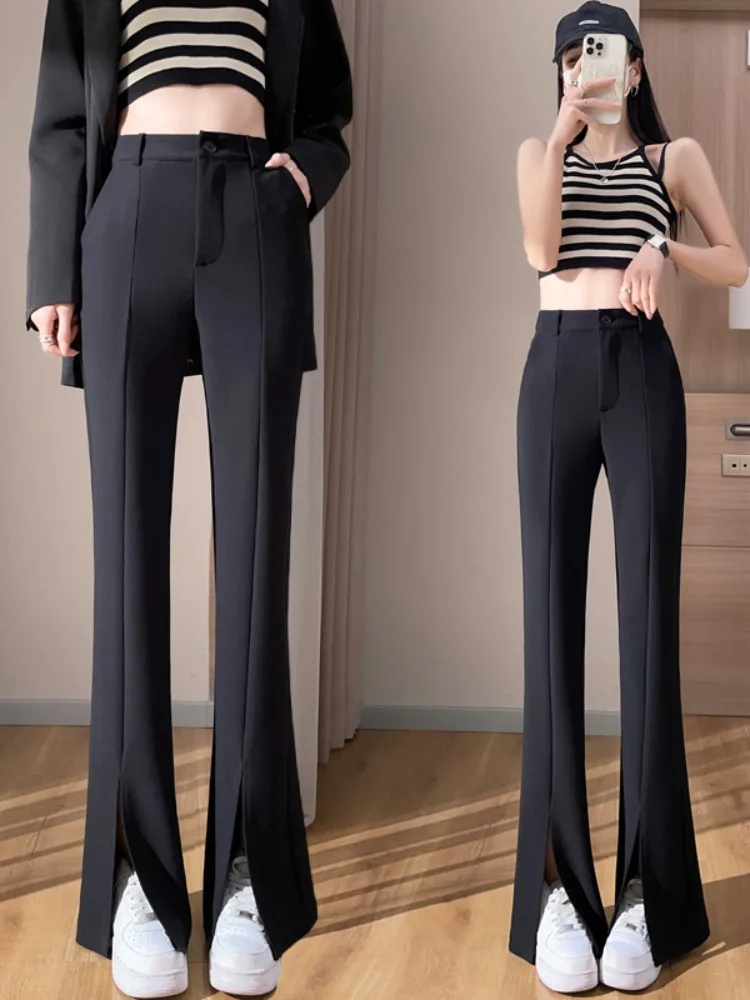 Wide Leg Pants For Women's Spring 2024, New Draped Casual High Waisted Slimming And Slim Fitting Fashion Horseshoe Pants