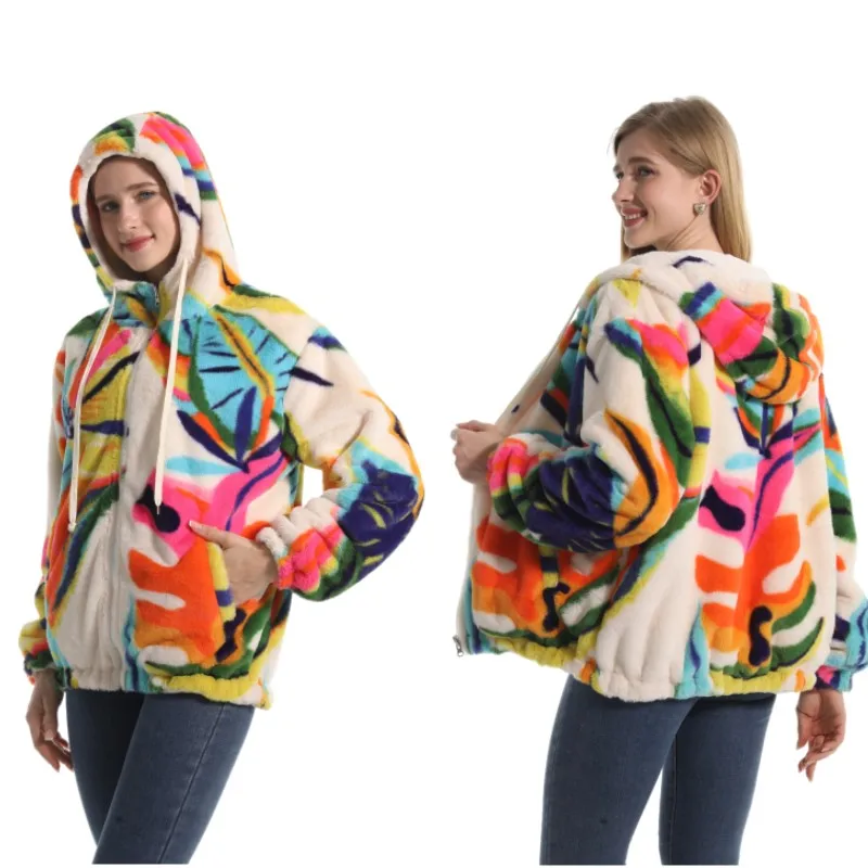 Winter Plush Fleece Warm Coat Unisex for Adults Flannel Faux Fur Double Layer Soft Warm Hoodie Sweatshirt