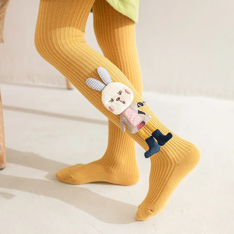 2-7Years Spring Autumn Tights for Girls Cotton Knitted Children's Pantyhose Cartoon Rabbit Kids Girls Tights kids pantyhose,ballet tights,toddler tights