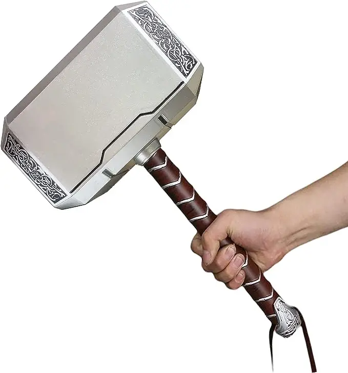 Superhero Cosplay Props Thor Foam Weapon Hammer Metal Shield Movie Model with Belt Hammer Halloween Costume Adult Child Gift