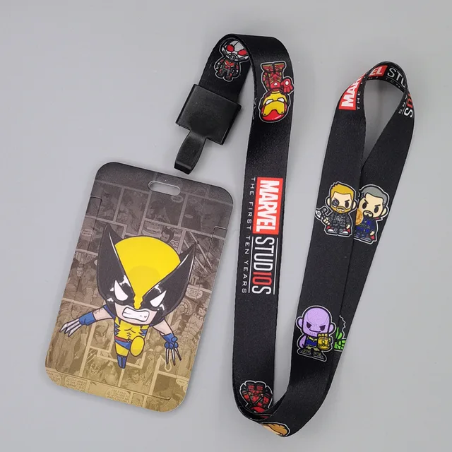Marvel Movie Characters Card Cover Captain America Spiderman Super Heroes ABS Card Holder Student Campus Card Hanging Lanyard ID Xhmw27