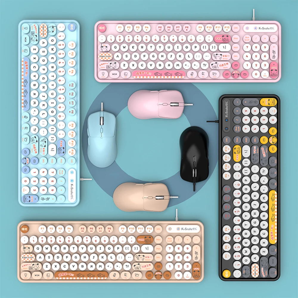 Keyboard Combo Mixed Color Keyboard Set Circular Suspension Key Cap Ergonomics Keyboard for Laptop Desktop