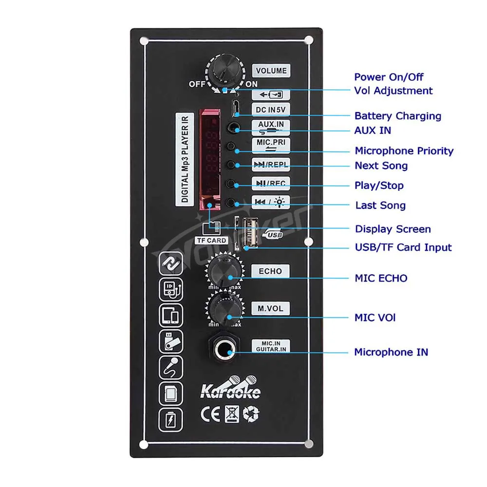 Amplifier Board 3.7V 4 Ohm 5-8Inch Speaker Power Amp Support Bluetooth Aux Tf-Card U-Disk Mic Audio Amplifier Module - 2