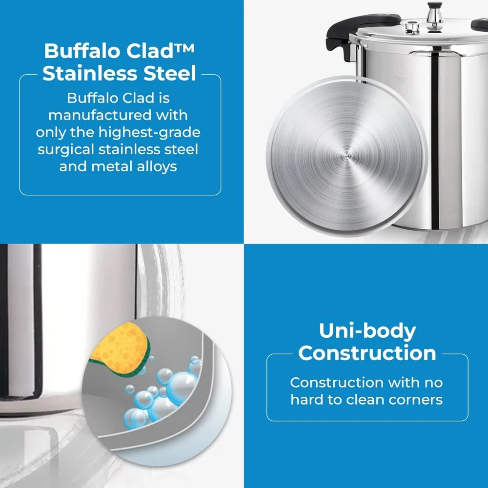 Pressure Cooker 21 Qt Stainless Steel - Large Canning Pot with Lid for Home, Commercial Use - Easy to Clean Any Stove Top 2