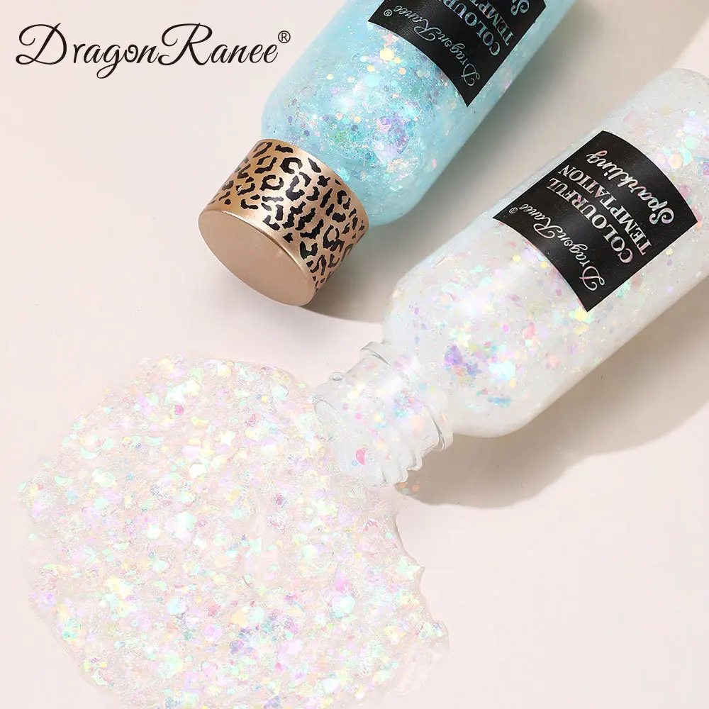 12 Colors Bright Crystal Sparkling Sequins Gel Eye Shadow Eye Makeup Face Body Sparkling Liquid Gel Festival Makeup Cosmetic 30g 3