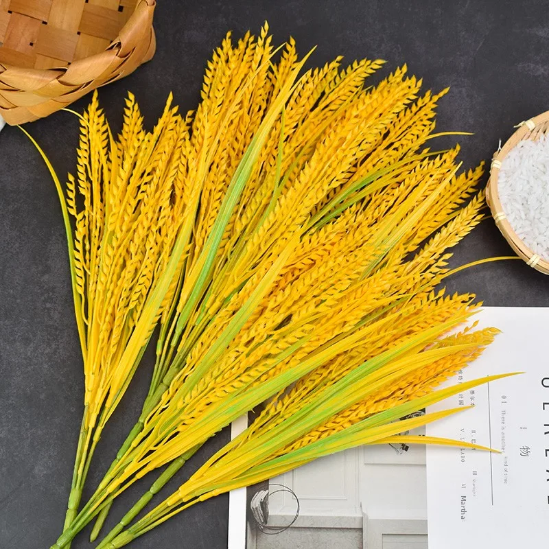 Artificial Wheat Spikelets Plastic Fake Rice ain Dried Flowers Water ass Opening Ceremony Floral Arrangement Photoaphy ...