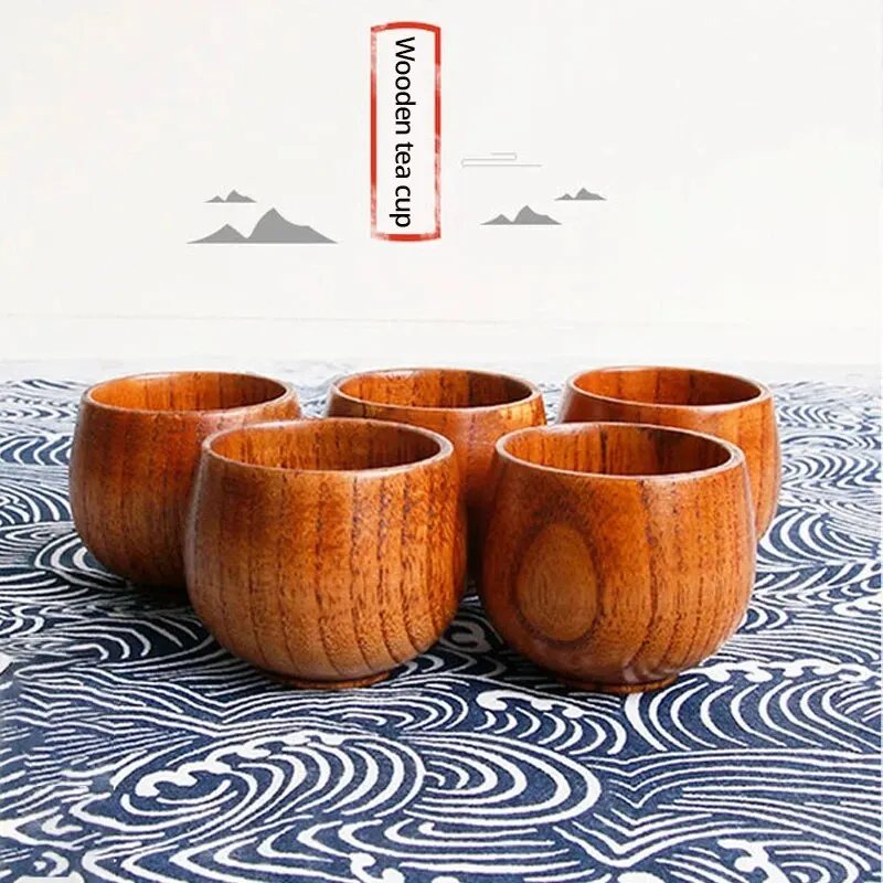 Tea Cup Retro Handmade Natural Wooden Jujube 1Pcs 4.3X4.8cm
