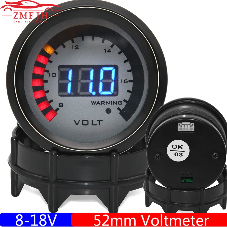 12V Voltmeter Gauge 2 52mm Volt Voltage Meter Gauge Universal Pointer Voltmeter Car Auto Measure Range 8 16v Led Light Dial Blac - View #9