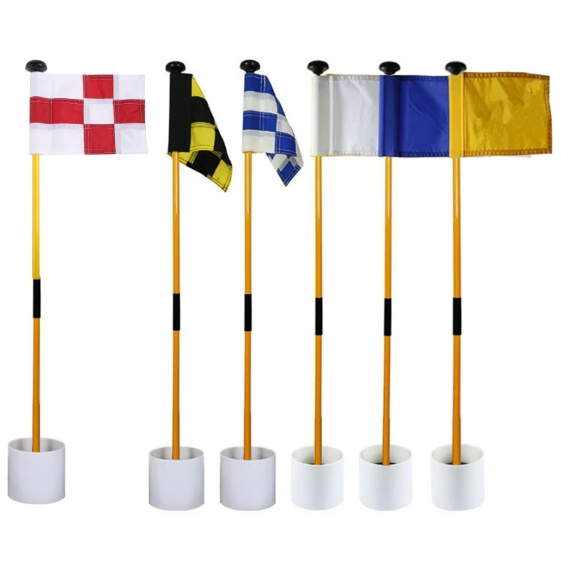 

Golf Flagsticks, Portable Putting Green Flags Hole Cup Set, Portable Pin Flags Hole Pole Cup Set with 2-Section Designs