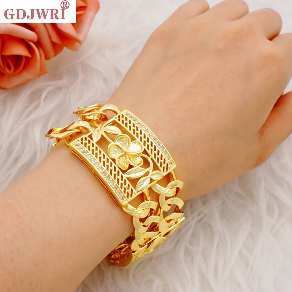 

Fashion Gold Color Square Flower Bracelets&Bangles For Women Chain Bracelets Charm Crystal Jewelry Trendy Bracelet Party Gift