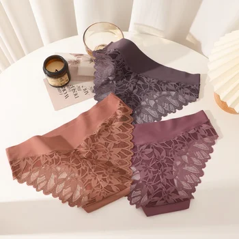 1Pcs/Set Women Lace Floral Underwear Seamless Stretch Panties Sexy Hollow Out Low-Waist Briefs Women Lace Comfort Lingerie