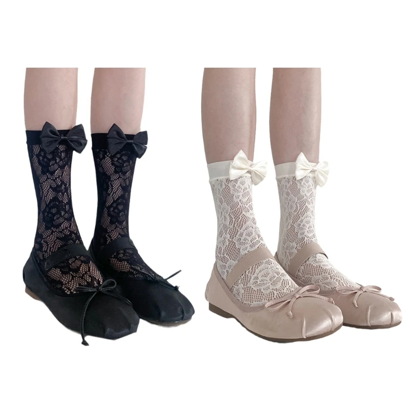 

LolitaS Ballet Lace Socks with Butterfly Bowknot for Women and Girls Perfect for Any Occasion