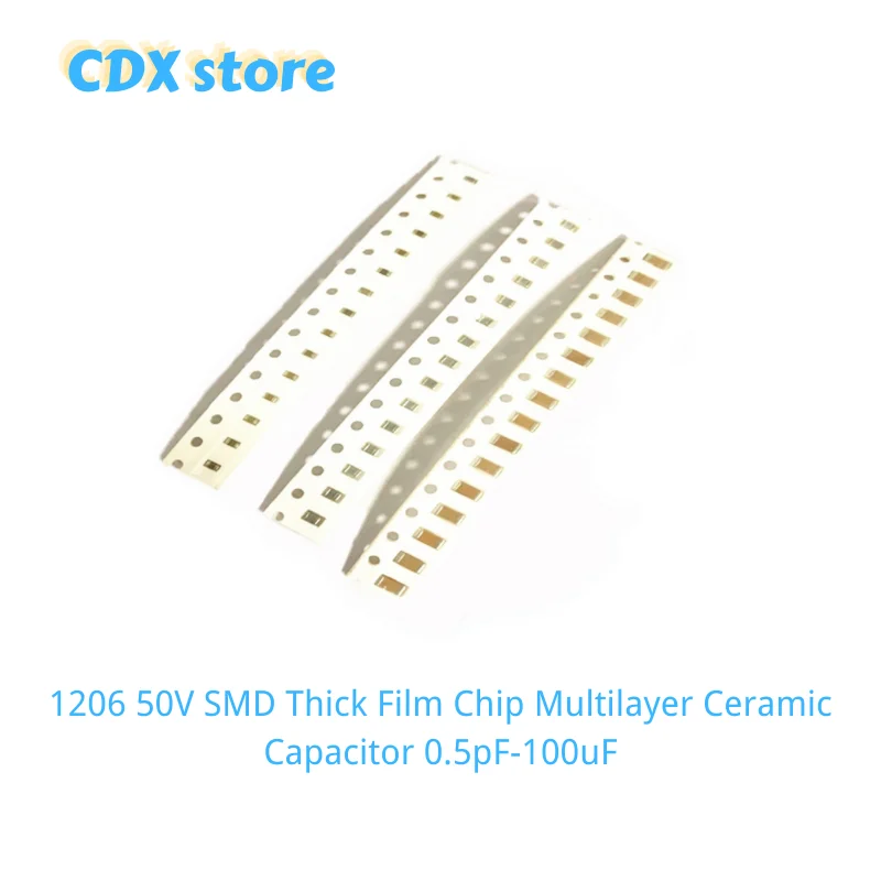 100pcs 0805 50V SMD Thick Film Chip Multilayer Ceramic Capacitor 0.5pF-100uF 10NF 100NF 1UF 2.2UF 4.7UF 10UF 1PF 6PF
