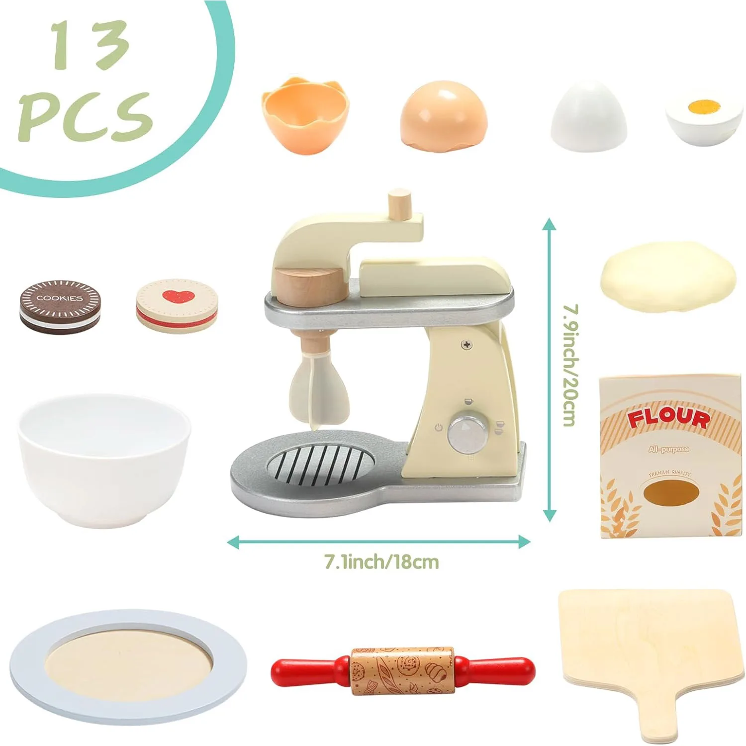 Mixer For Boys And Girls ,Mixer Children's Kitchen, Play Kitchen Accessories, Wood, Role Play Toy 5