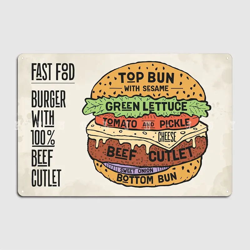 

Металлическая вывеска Fastfood в виде бургеров для кинотеатра