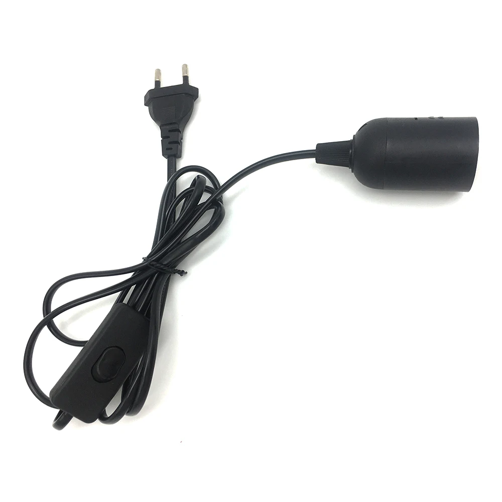 E27 Lamp Base Holder EU Plug With On/Off Switch Extension Cord for Hanging Lamp LED Bulbs Socket