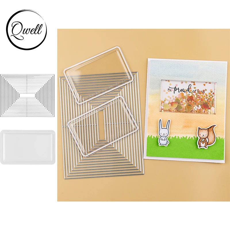 

10pcs/set Rectangle Dimensional Shaker Domes 17pcs/set Layered Dies Plastic Clear Puffy Shaker Covers DIY Craft Shaker Project