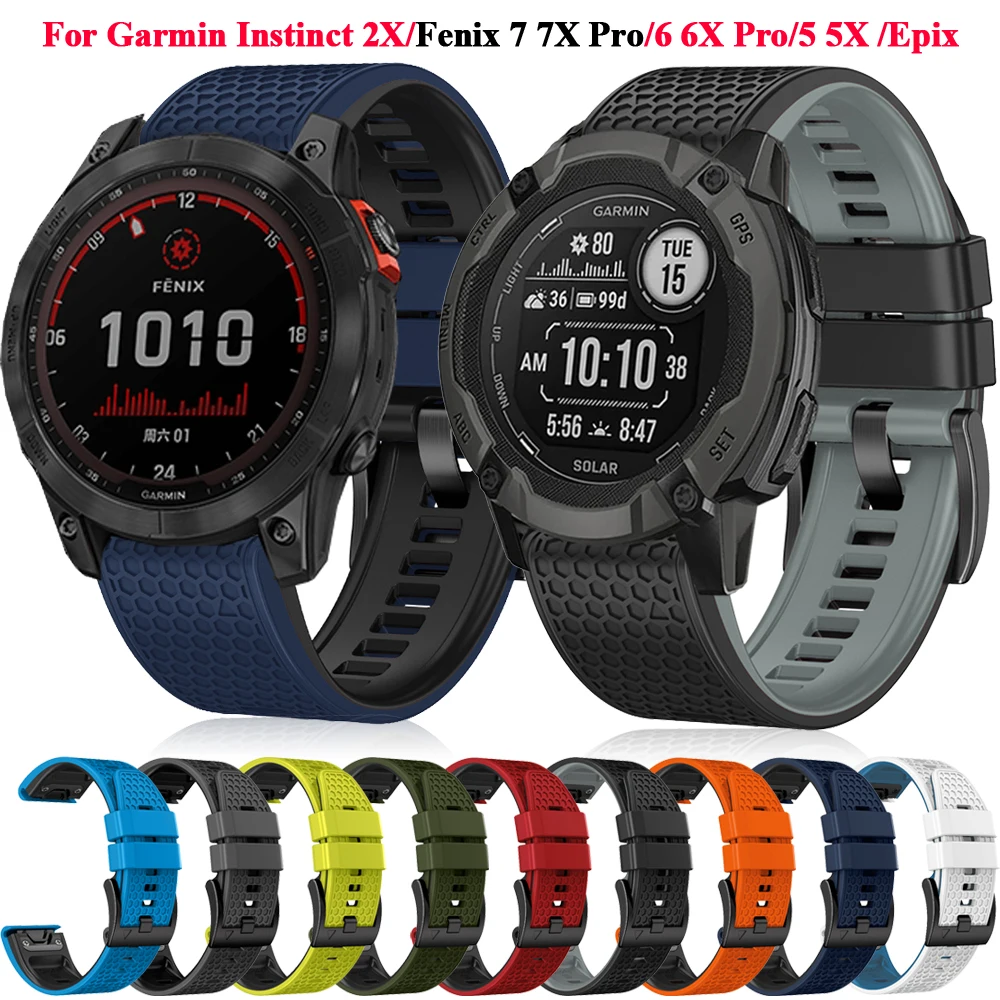 

26 22mm Wrist Strap For Garmin Instinct 2X Solar QuickFit Silicone Watchband Fenix 7X 7 47 51mm 6X 6 Pro 5X 5 Plus Epix Bracelet