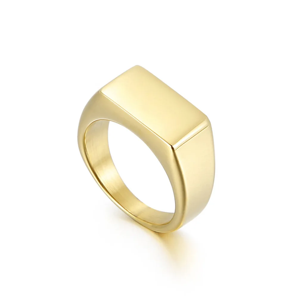 1pc Alloy Simple Glossy Rings With Rectangular Decor, Exquisite Men's Accessory Jewelry 5
