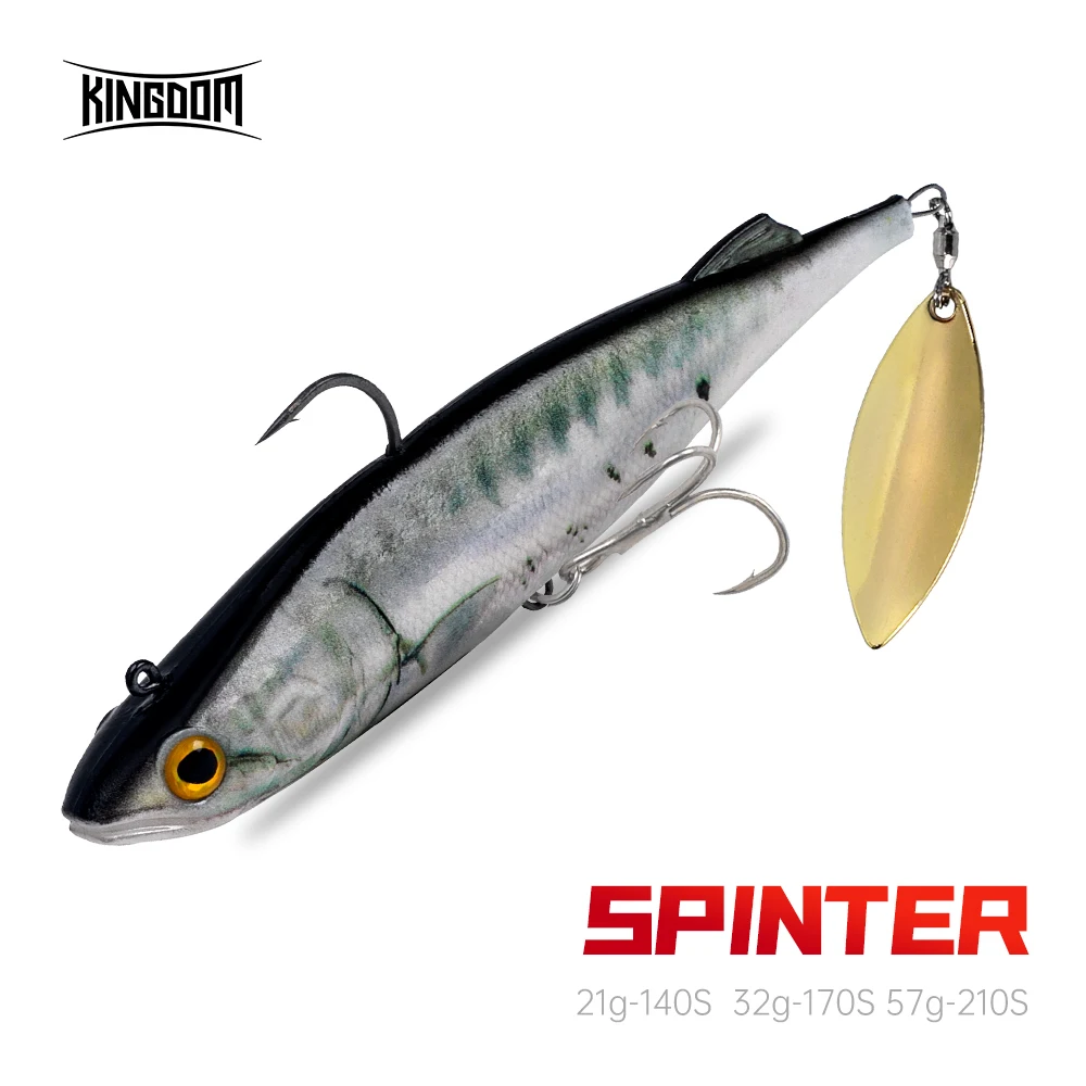 

Kingdom SPINNER Fishing Lures Big Soft Swim Baits With Spoon On Tail Sinking Action 3D Printing 140mm 170mm 205mm Soft Lure