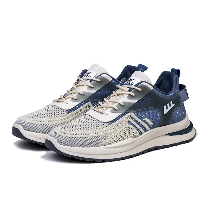Fashion Casual Shallow Mouth Thick Bottoming Lace-up Sneakers Men 2023 Spring Autumn New Men's Breathable Running Shoes