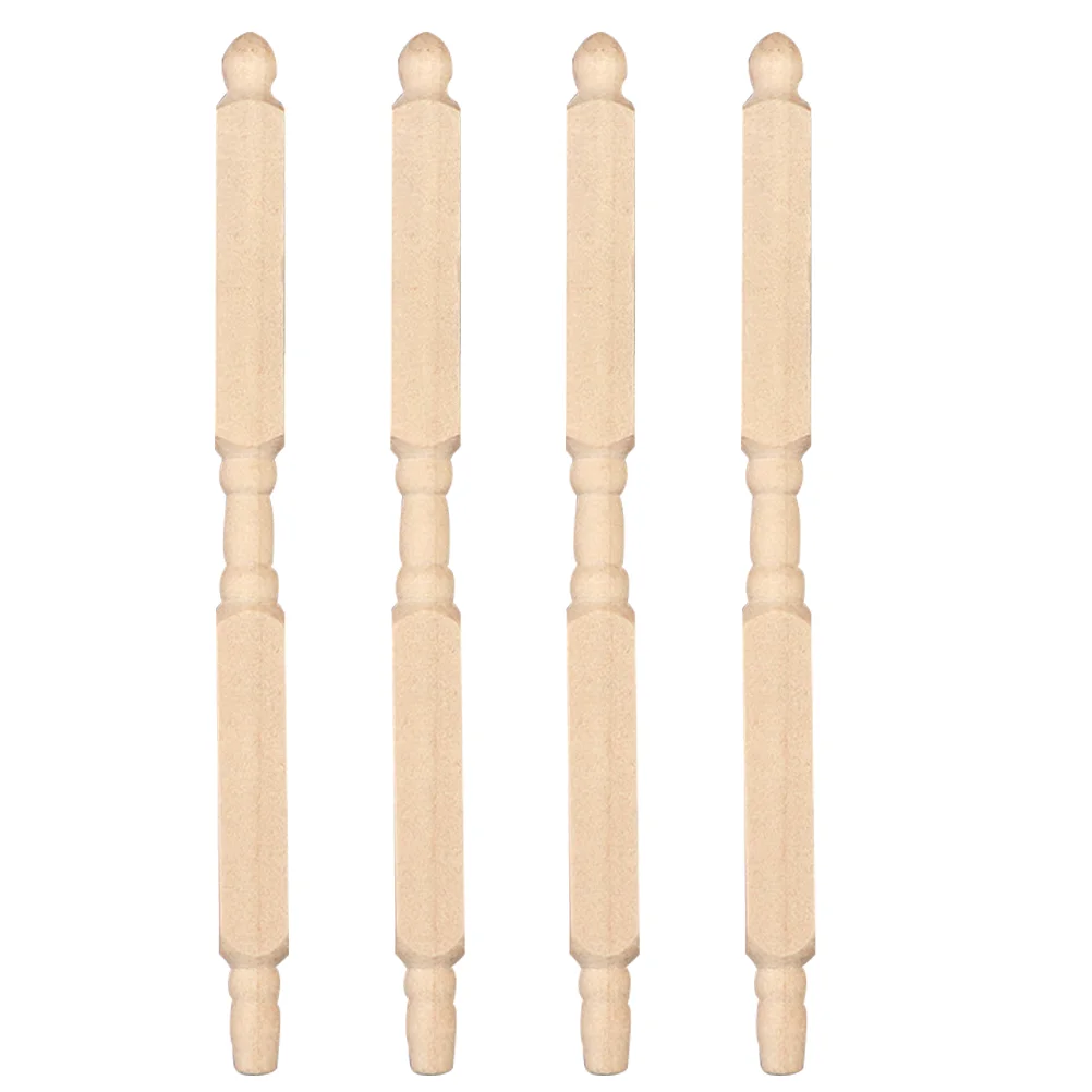 

4 Pcs House Furniture Miniature Pillars Wood Wooden Newel Posts Micro Scene
