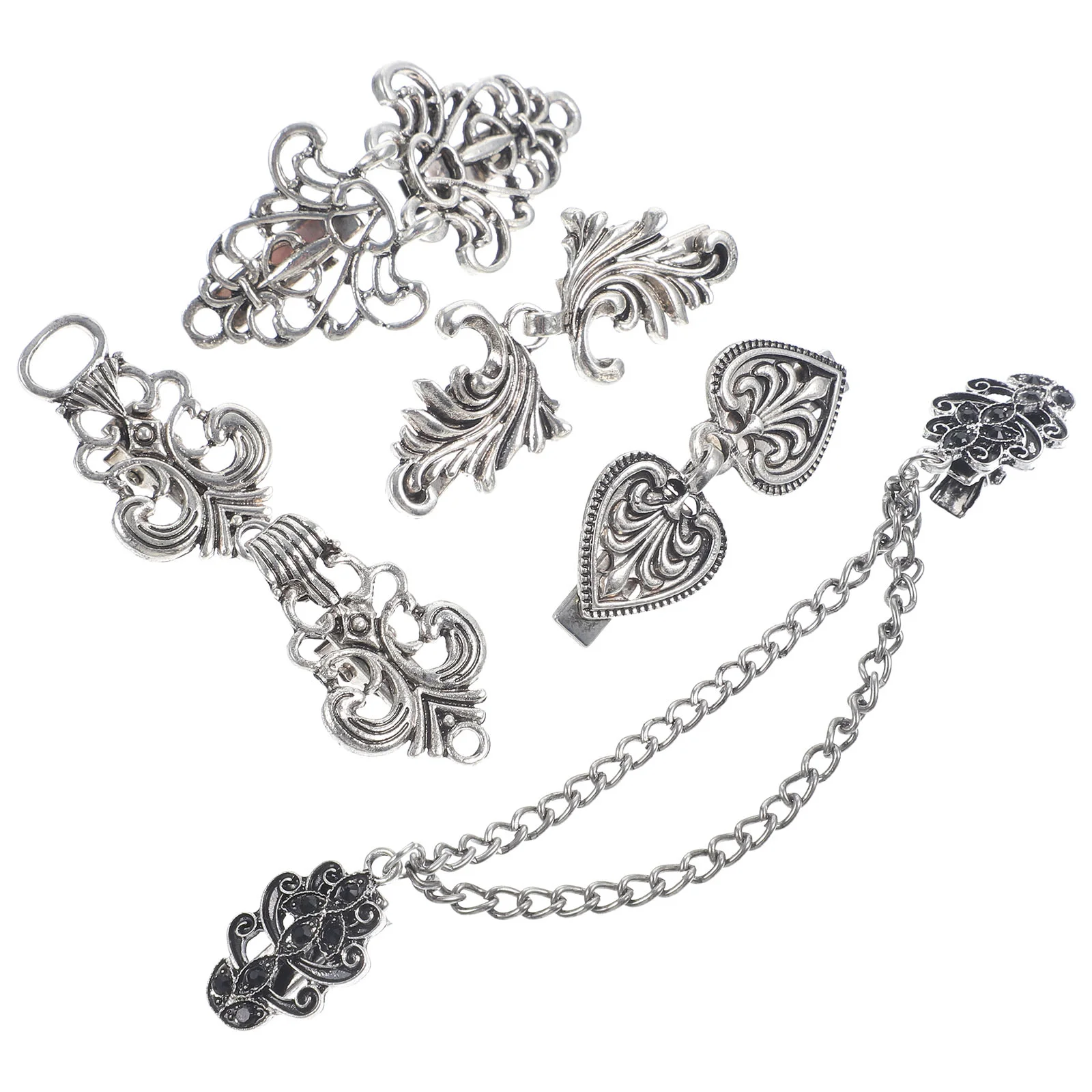 

5 Pcs Chain Buckle Sweater Clip Floral Shawl Clips for Cardigans Shirt Zinc Alloy Women to Together Women's Vintage Sweaters