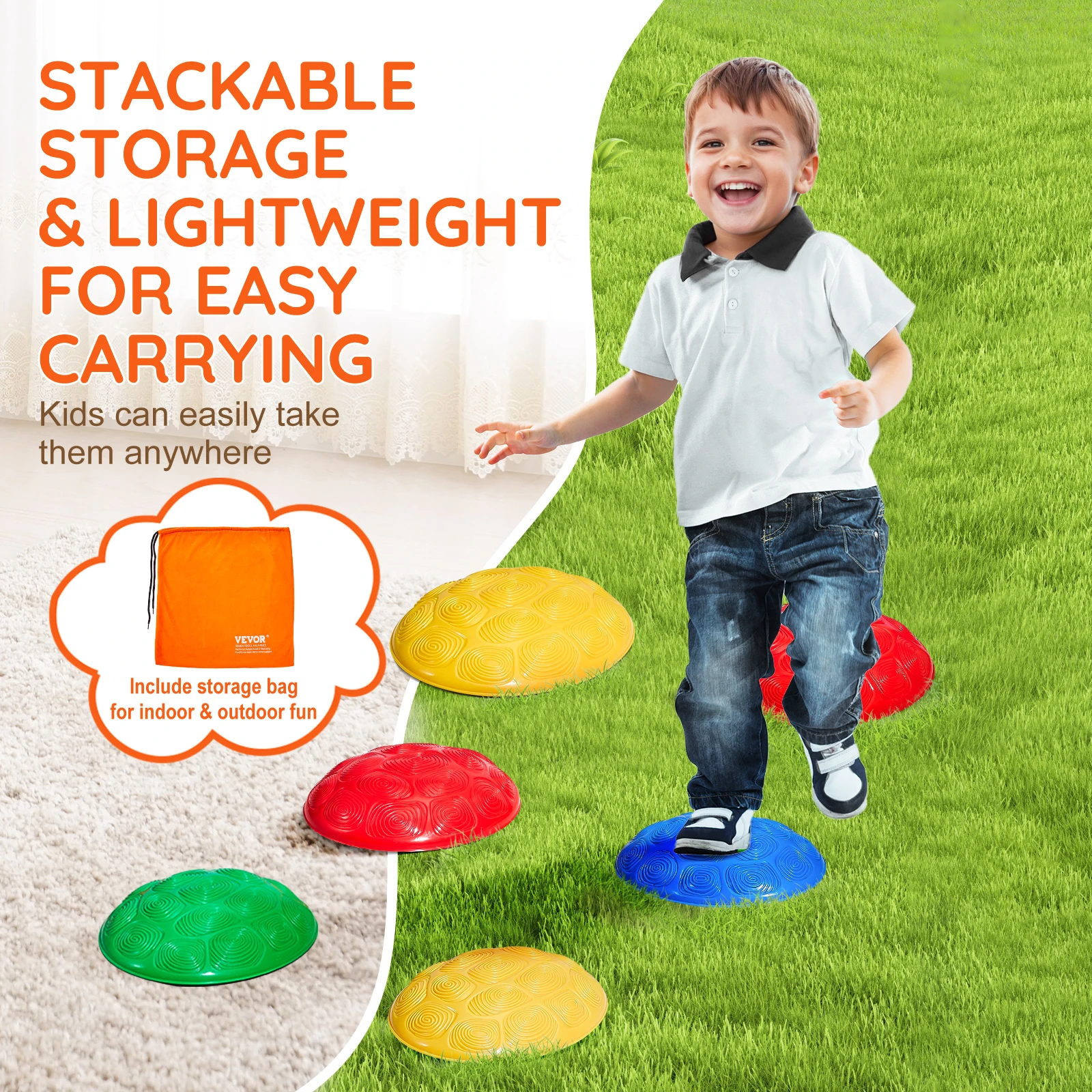 SucceBuy 6 PCS Kids Turtle Balance Stepping Stones Kids Toddler Jumping Coordination Game Toys Outdoor Play for Children Gifts